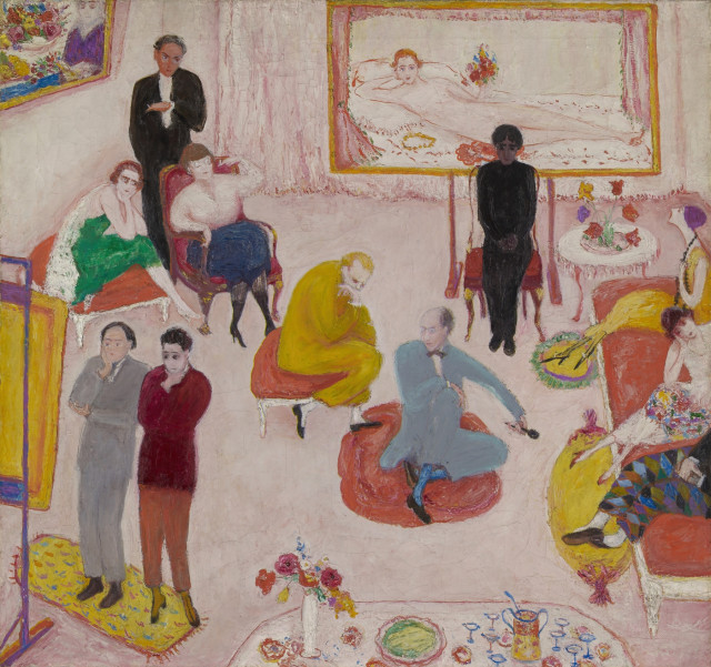 Das Gemälde Studio Party, or Soiree, entstanden zwischen 1917–1919, der New Yorker Malerin Florine Stettheimer. Abgebildet ist eine kunstinteressierte Abendgesellschaft. Eine Figur mit dunkler Hautfarbe sitzt unbehaglich abseits, allerdings unter dem nackten Selbstporträt der Künstlerin. Es handelt sich um Benoy Kumar Sarkar (1887–1949), der ein wichtiger Vordenker des indischen Nationalismus werden würde.